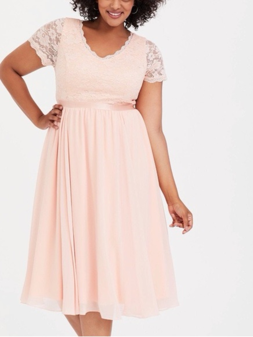 NWT Torrid Pale Blush Sequin Lace Chiffon Midi Dress Size 16